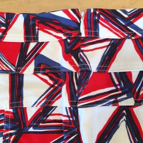 Focus 2000 pencil skirt red white blue abstract print stretch zippers 8 - Picture 6 of 7